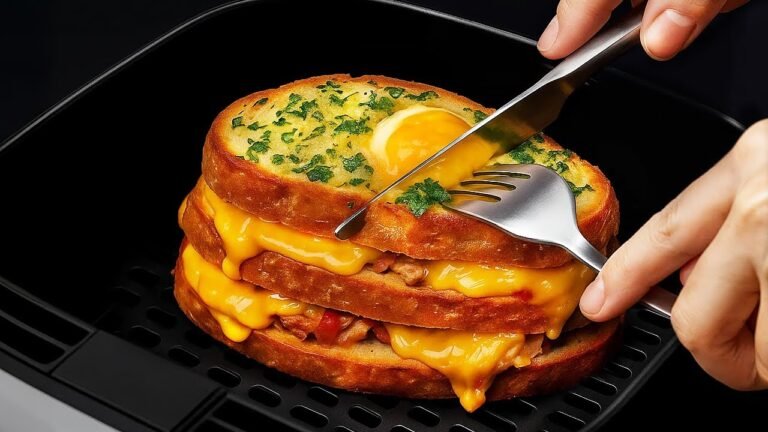 Sanduíche de Carne na Airfryer com Queijo Derretido e Legumes