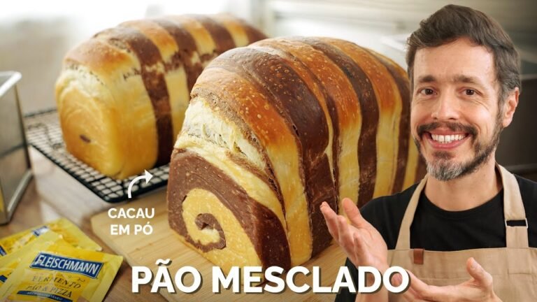 Pão Mesclado Caseiro com Cacau em Pó: Massa Macia e Miolo em Espiral