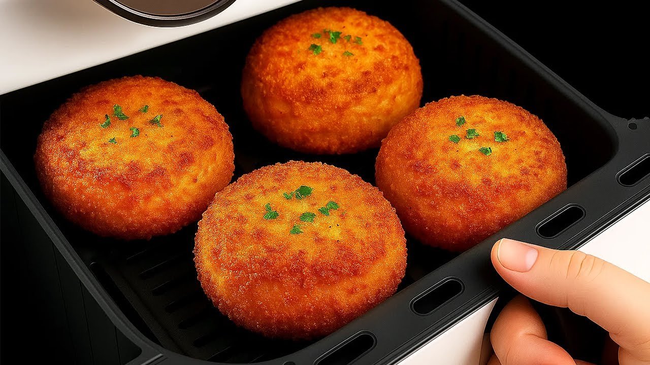 Hambúrguer Recheado no Airfryer com Queijos e Salada de Abacate 