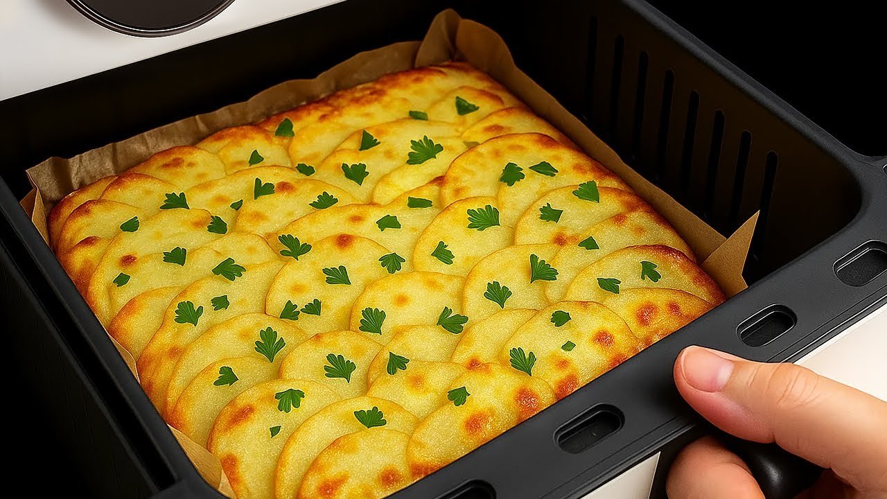 Batata na Airfryer com Ovos, Presunto e Mozzarella: Receita Cremosa e Fácil 
