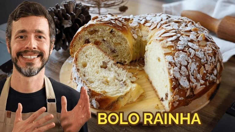 Bolo Rainha Português: Rosca Doce Fofinha com Castanhas e Sem Batedeira