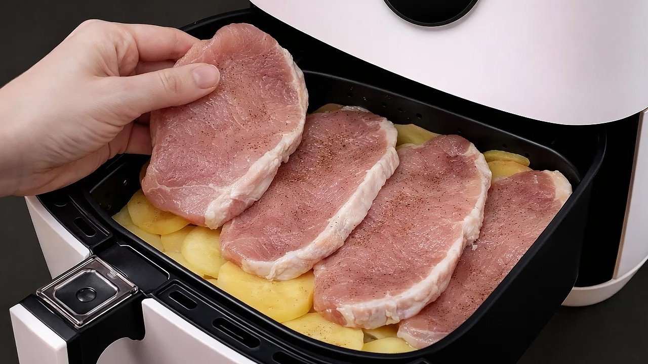 Como Fazer Jantar de Porco com Batatas na Air Fryer Crocante e Cremoso 