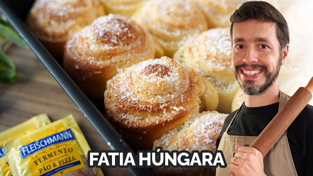 Fatia Húngara Caseira: pão doce de coco com miolo bem molhadinho 