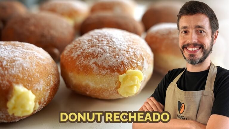 Donut Recheado Caseiro com Creme de Baunilha: Massa Fofinha e Sequinha