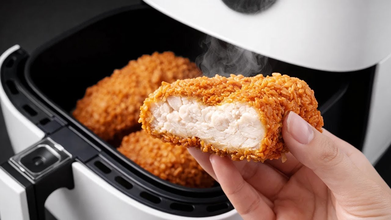 Como Fazer Frango Crocante na Air Fryer com Macarrão Instantâneo e Queijo 