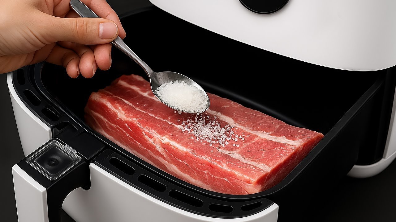 Barriga de Porco Crocante na Air Fryer com Batatas e Legumes 