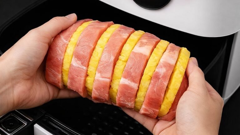Lombo de Porco Crocante na Air Fryer com Batatas, Abacaxi e Pimentão