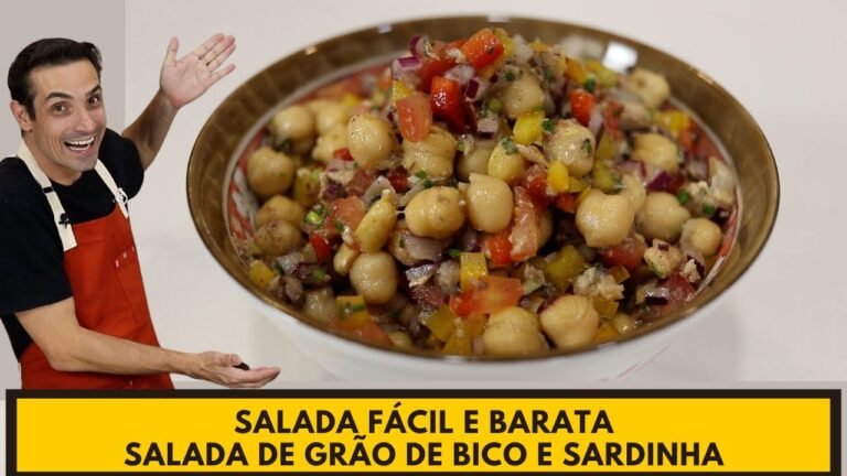 Como Fazer Salada de Grão-de-Bico com Sardinha Temperada e Refrescante