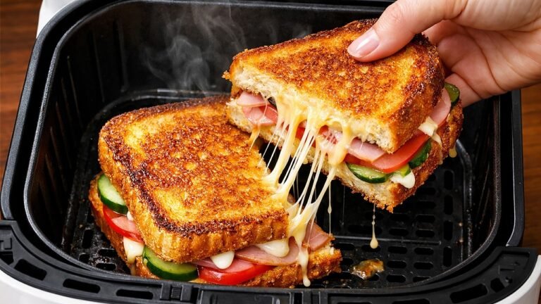 Sanduíche Crocante na Air Fryer com Queijo Derretido em 5 Minutos