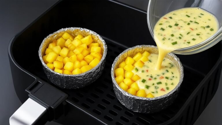 Batatas Crocantes na Air Fryer com Ovos, Legumes e Frango: Receita Fácil e Saborosa