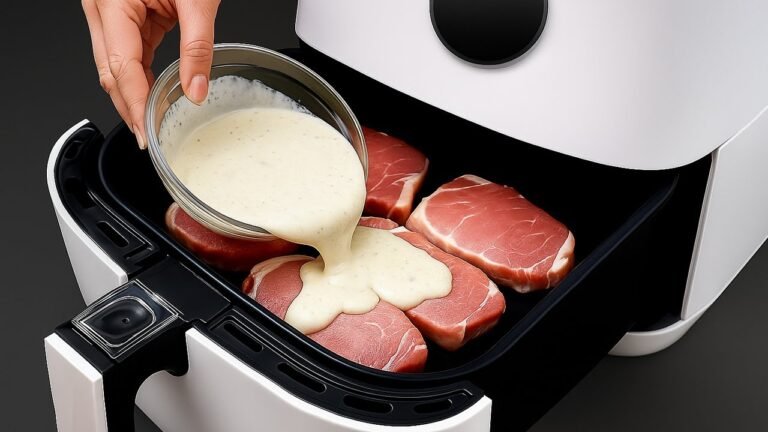 Filé de Porco Recheado na Air Fryer com Queijo, Presunto e Molho Cremoso de Cogumelos