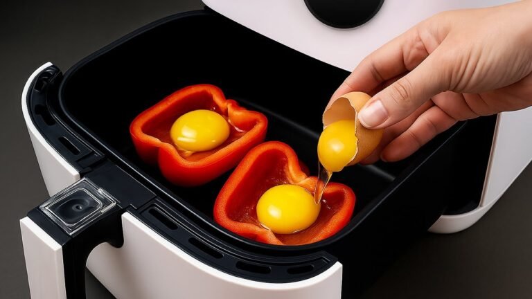 Pimentão Recheado com Ovos na Air Fryer, Queijo e Presunto
