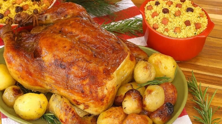 Como Fazer Frango Assado Recheado com Farofa de Natal Econômico, Suculento e Fácil