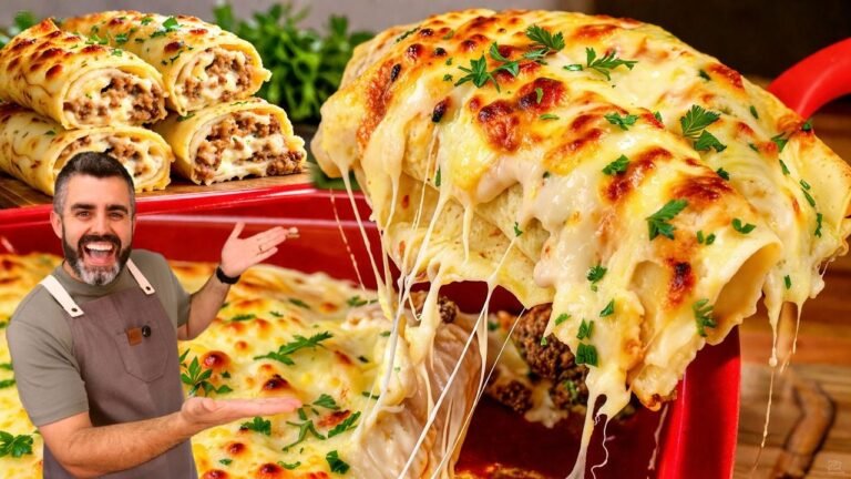 Como Fazer Panqueca de Carne ao Molho Branco Cremosa e Gratinada