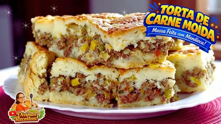 Como Fazer Torta de Carne Moída com Massa de Mandioca Fofinha