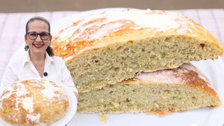Pão Italiano Caseiro com 4 Ingredientes, Sem Sovar e Muito Macio