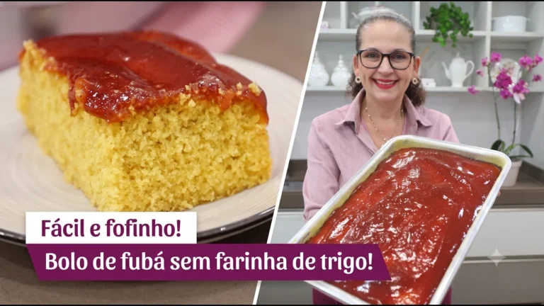 Bolo de Fubá com Goiabada Fofinho sem Trigo