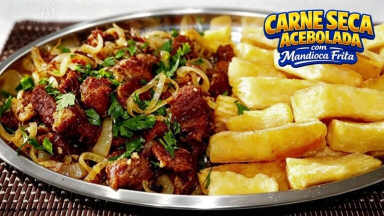 Carne Seca Acebolada com Mandioca Frita: Receita Fácil e Saborosa
